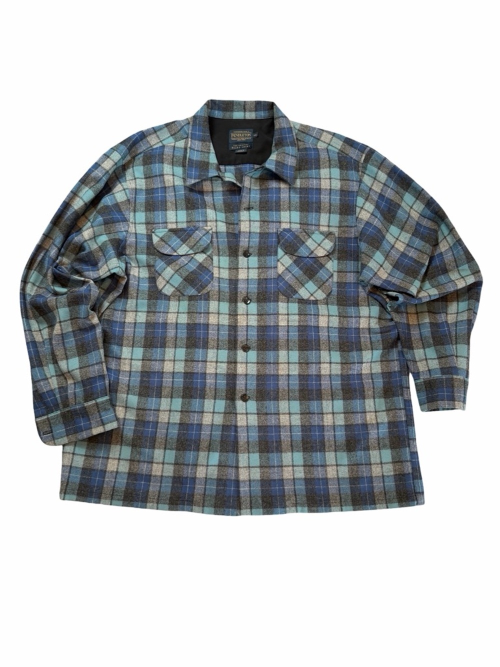 PENDLETON Surf Plaid Wool Shacket Blue Overshirt Shirt Jacket XXL
